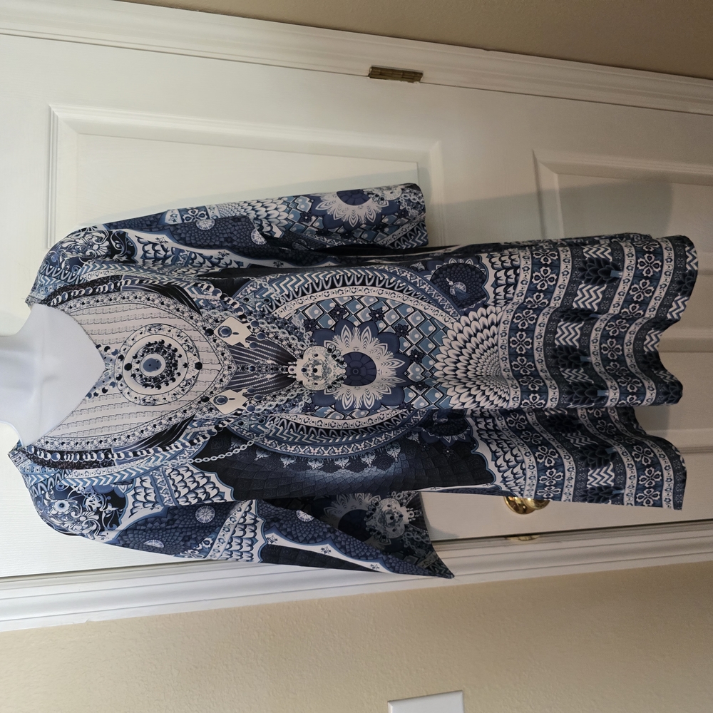 Blue and White Patterned Dress